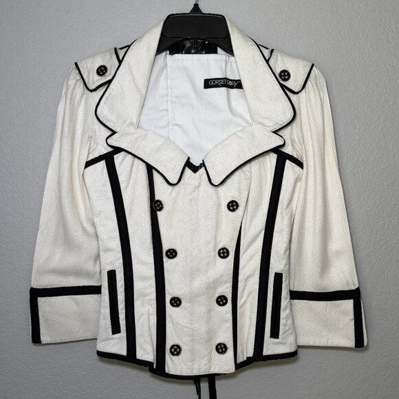 NWT CORSET STORY Steampunk Double Breasted Corset Jacket Ivory Sz 26" - Picture 5 of 16